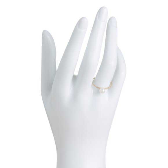 PEARL D'OR Gold/Pearl 14kt Gold Pearl Twisted Band Ring - Picture 2 of 2